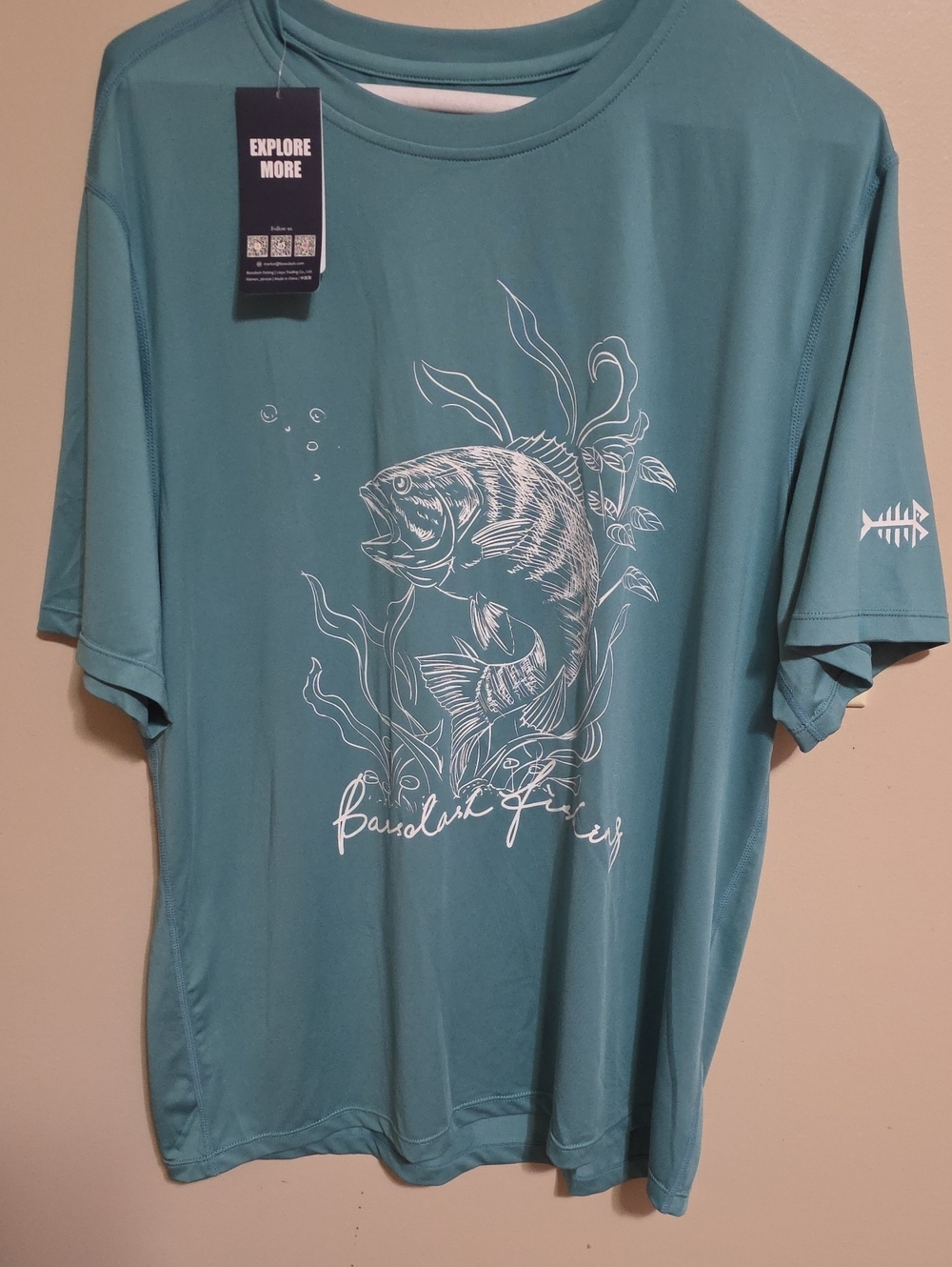Teal Short Sleeve Fishing Graphic Tee - Men